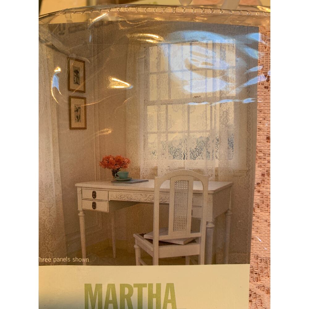 New Martha Stewart Pink Garden Flowers Lace Window Curtain Two Panels 40”Wx63”L - Picture 4 of 5